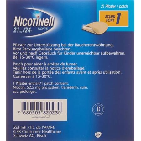 Nicotinell 1 strong Matrixpfl 21 mg/24h 21 pcs - PrimeCare Global