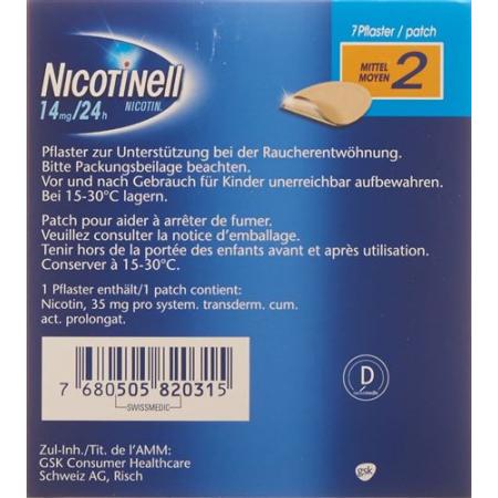Nicotinell 2 medium matrix pfl 14 mg/24h 7 pcs - PrimeCare Global