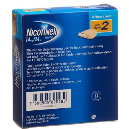 Nicotinell 2 medium matrix pfl 14 mg/24h 21 pcs - PrimeCare Global