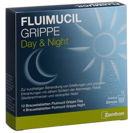 Fluimucil Flu Day Night Effervescent Tablet 16 pcs - PrimeCare Global