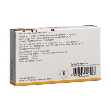 Exforge Filmtablet 5mg/80mg 28 pcs - PrimeCare Global