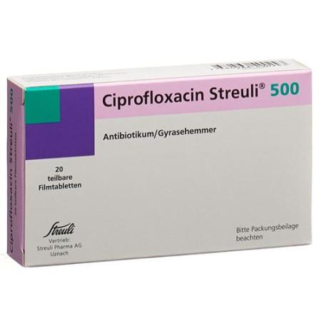 Ciprofloxacin Streuli 500 mg 20 filmtablets - PrimeCare Global