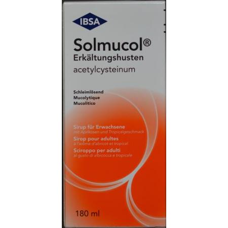 Solmucol cold cough syrup 200 mg/10ml bottle 180 ml - PrimeCare Global