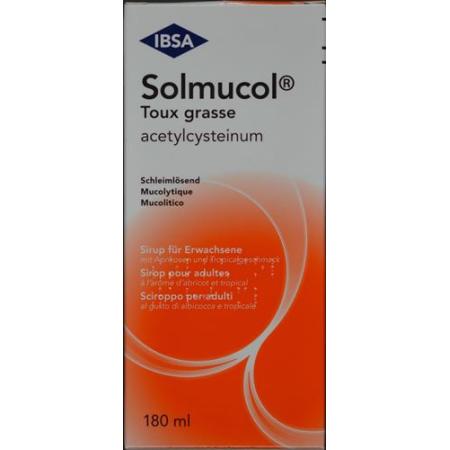 Solmucol cold cough syrup 200 mg/10ml bottle 180 ml - PrimeCare Global