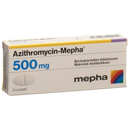 Azithromycin-Mepha Lactab 500 mg 3 pcs - PrimeCare Global