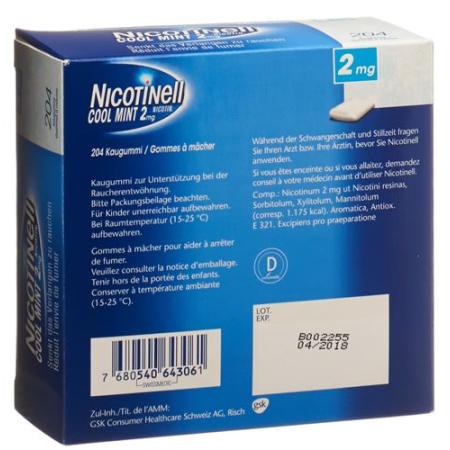 Nicotinell Gum 2 mg cool mint 204 pieces - PrimeCare Global