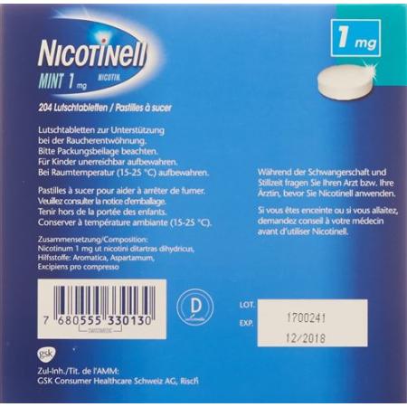 Nicotinell lozenges 1 mg mint 204 pieces - PrimeCare Global