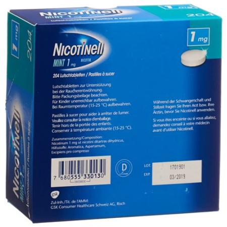 Nicotinell lozenges 1 mg mint 204 pieces - PrimeCare Global