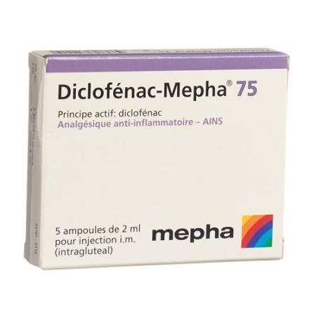Diclofenac-Mepha Inj L&ouml;s 75 mg/2ml 5 amp 2 ml - PrimeCare Global