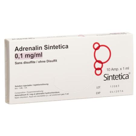 Adrenaline Sintetica 0.1 mg/ml without Disulfite 1ml 10 Amp 1ml - PrimeCare Global