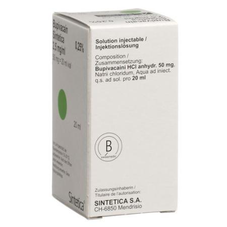 Bupivacain Sintetica Inj Lös 0.25 % 5 Btl 250 ml - PrimeCare Global