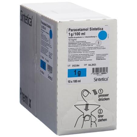 Paracetamol Sintetica Inf L&ouml;s 1 g/100ml 10 bags 100 ml - PrimeCare Global