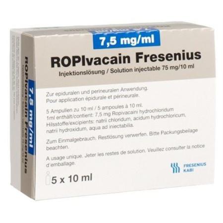 Ropivacaine Fresenius Inj L&ouml;s 7.5 mg/ml 10ml ampoules 5 pcs - PrimeCare Global