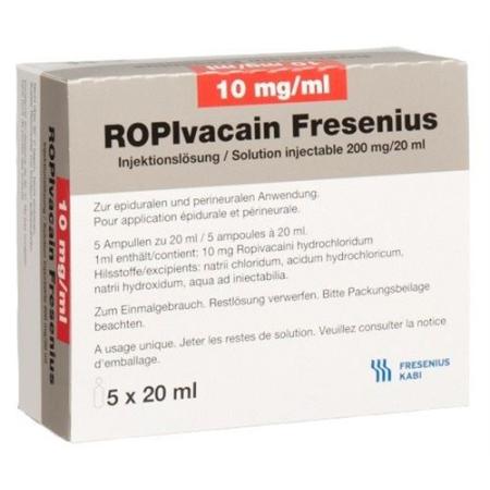 Ropivacain Fresenius Inj L&ouml;s 10 mg/ml 20ml ampoules 5 pcs - PrimeCare Global