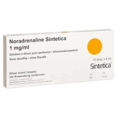 Noradrenaline Sintetica 4 mg/4ml without Disulfite 10 Amp 4 ml - PrimeCare Global
