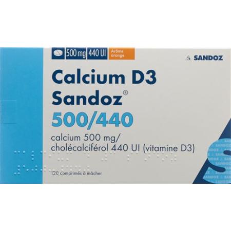 Calcium D3 Sandoz Kautabl 500/440 Orange 120 pcs - PrimeCare Global