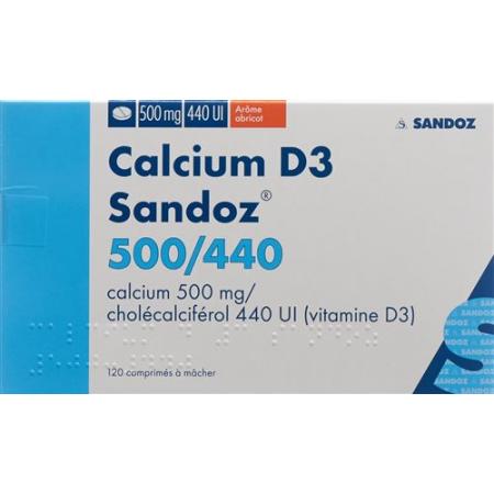 Calcium D3 Sandoz Kautabl 500/440 Apricot 120 pcs - PrimeCare Global