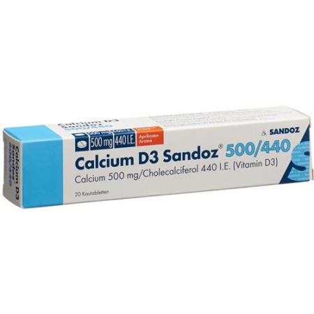 Calcium D3 Sandoz 500/440 Aprikose 20 Kautablets - PrimeCare Global