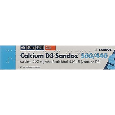 Calcium D3 Sandoz 500/440 Aprikose 20 Kautablets - PrimeCare Global