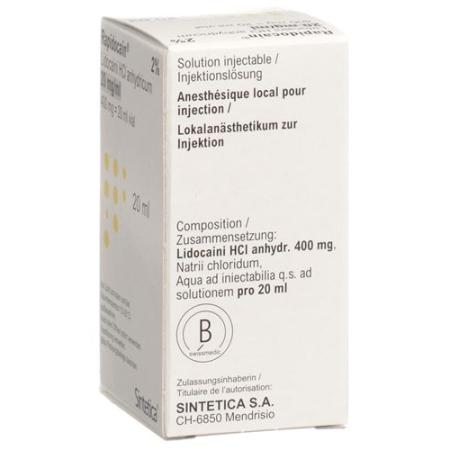 Rapidocain 2% Inj L&ouml;s 400 mg/20ml without preservatives vial - PrimeCare Global