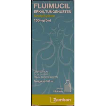 Fluimucil cold cough syrup 100 mg/5ml raspberry 100 ml - PrimeCare Global