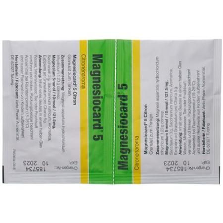 Magnesiocard Gran 5 mmol Citron 20 bags 5 g - PrimeCare Global
