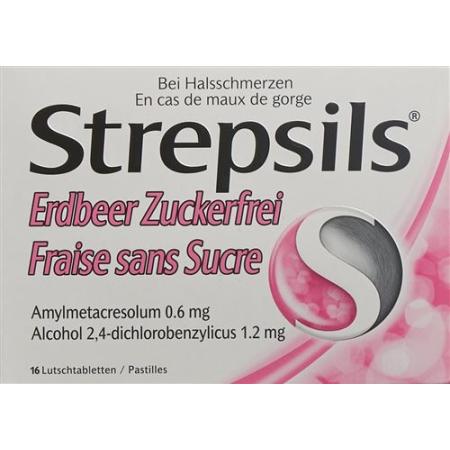 Strepsils lozenges strawberry sugar-free 16 pcs - PrimeCare Global