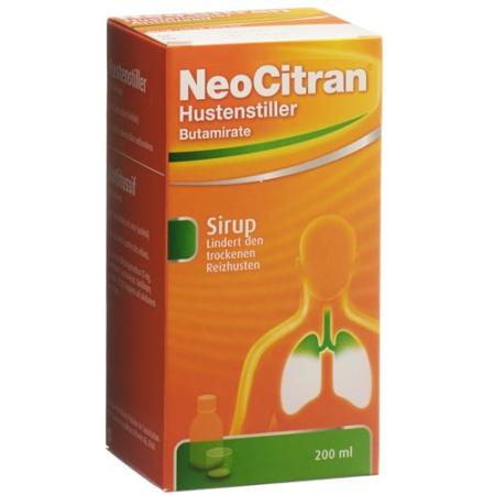 NeoCitran cough suppressant syrup 15 mg / 10 ml glass bottle 200 ml - PrimeCare Global