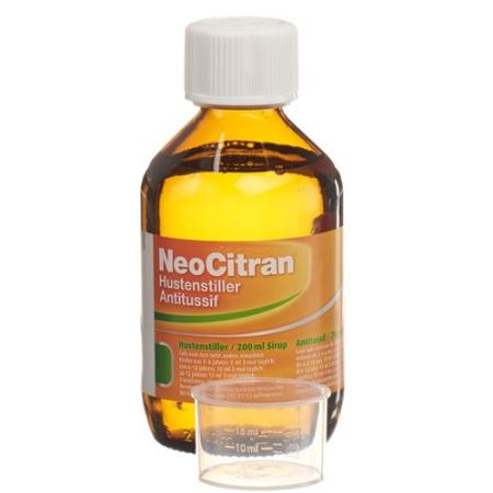NeoCitran cough suppressant syrup 15 mg / 10 ml glass bottle 200 ml - PrimeCare Global