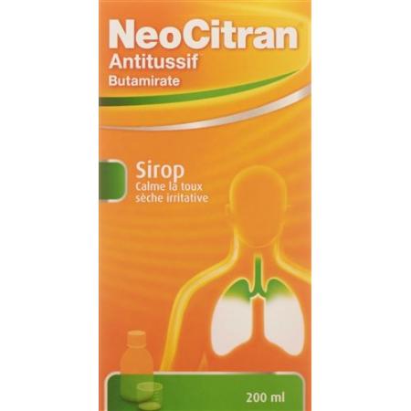 NeoCitran cough suppressant syrup 15 mg / 10 ml glass bottle 200 ml - PrimeCare Global