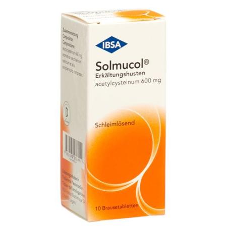 Solmucol cold cough effervescent tabletse 600 mg can 10 pcs - PrimeCare Global