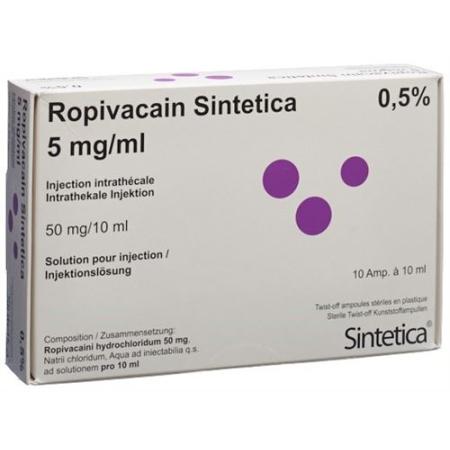 Ropivacaine Sintetica Inj L&ouml;s 5 mg/ml 10 ml ampoules 10 pcs - PrimeCare Global