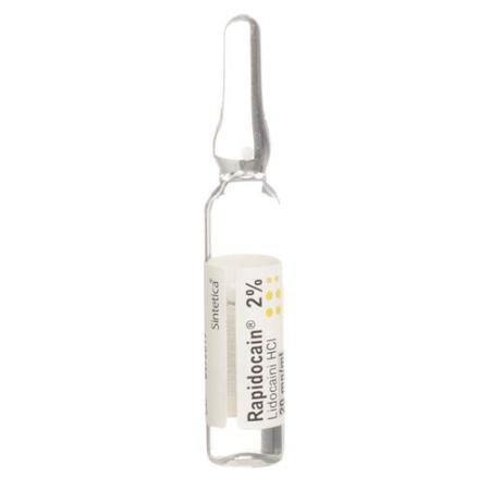 Rapidocain 2% Inj L&ouml;s 40 mg/2ml without preservatives 10 amp - PrimeCare Global