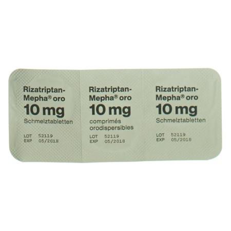 Rizatriptan-Mepha oro Melting Tabl 10 mg 3 pc - PrimeCare Global