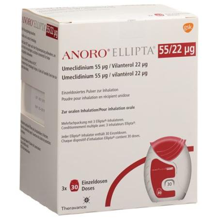 Anoro Ellipta Inh Plv 55 mcg/22 mcg 3 x 30 doses - PrimeCare Global