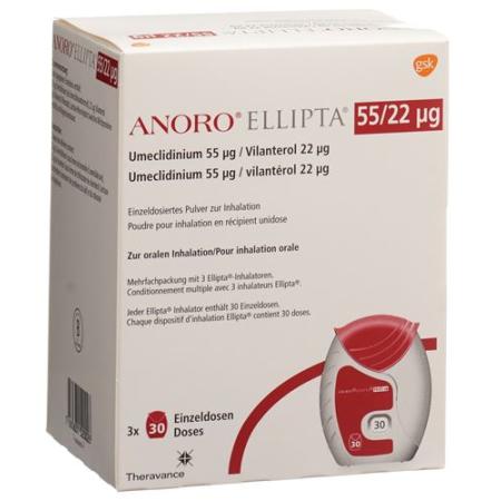 Anoro Ellipta Inh Plv 55 mcg/22 mcg 3 x 30 doses - PrimeCare Global