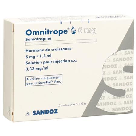Omnitrope cartridge for SurePal Inj L&ouml;s 5 mg/1.5ml 5 pcs - PrimeCare Global