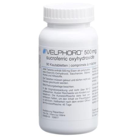 Velphoro chewing tablets 500 mg bottle 90 pcs - PrimeCare Global
