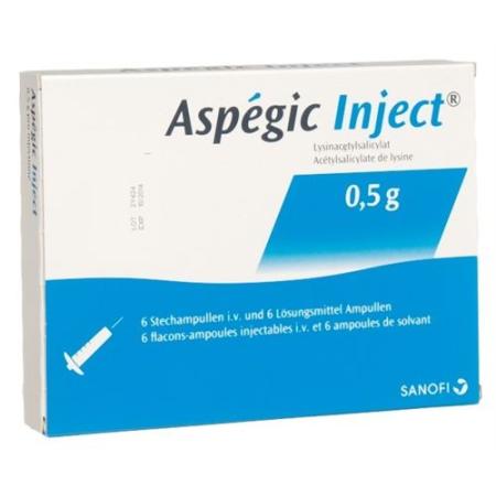 Asp&eacute;gic Inject Dry Sub 0.5 g cum Solvens Durchstf 6 pcs - PrimeCare Global