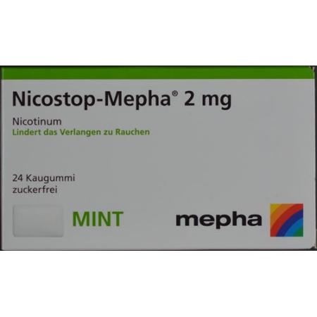 Nicostop-Mepha chewing gum 2 mg mint 24 pcs - PrimeCare Global