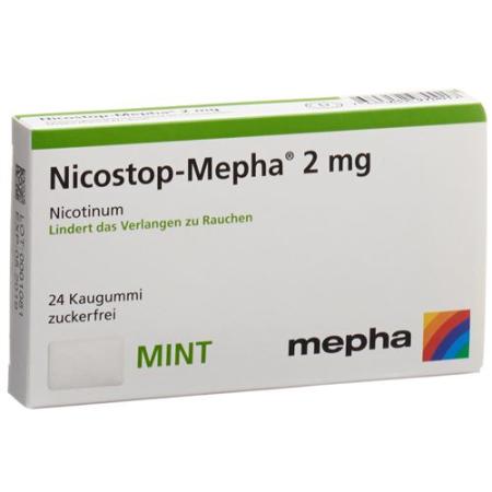 Nicostop-Mepha chewing gum 2 mg mint 24 pcs - PrimeCare Global