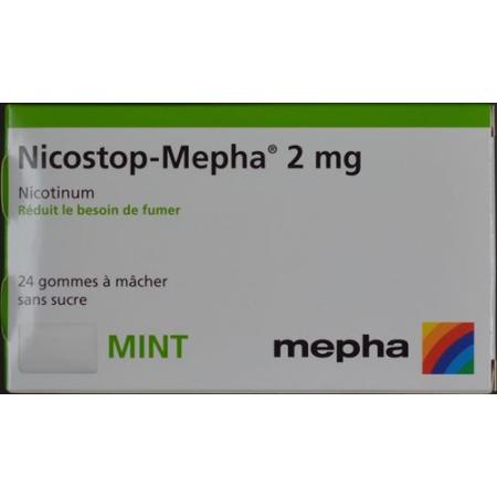 Nicostop-Mepha chewing gum 2 mg mint 24 pcs - PrimeCare Global