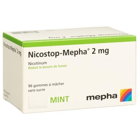 Nicostop-Mepha chewing gum 2 mg mint 96 pcs - PrimeCare Global