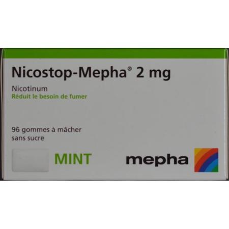 Nicostop-Mepha chewing gum 2 mg mint 96 pcs - PrimeCare Global