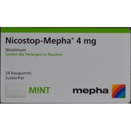 Nicostop-Mepha chewing gum 4 mg mint 24 pcs - PrimeCare Global
