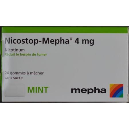 Nicostop-Mepha chewing gum 4 mg mint 24 pcs - PrimeCare Global