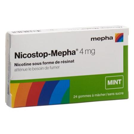 Nicostop-Mepha chewing gum 4 mg mint 24 pcs - PrimeCare Global