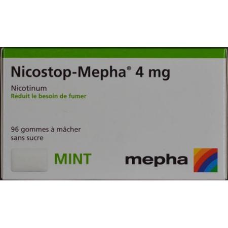 Nicostop-Mepha chewing gum 4 mg mint 96 pcs - PrimeCare Global