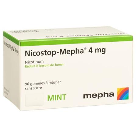 Nicostop-Mepha chewing gum 4 mg mint 96 pcs - PrimeCare Global