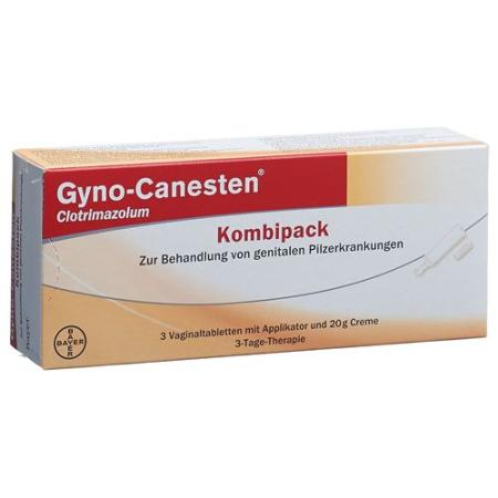 Gyno-Canesten combination pack 3 vaginal tablets and 20 g cream - PrimeCare Global